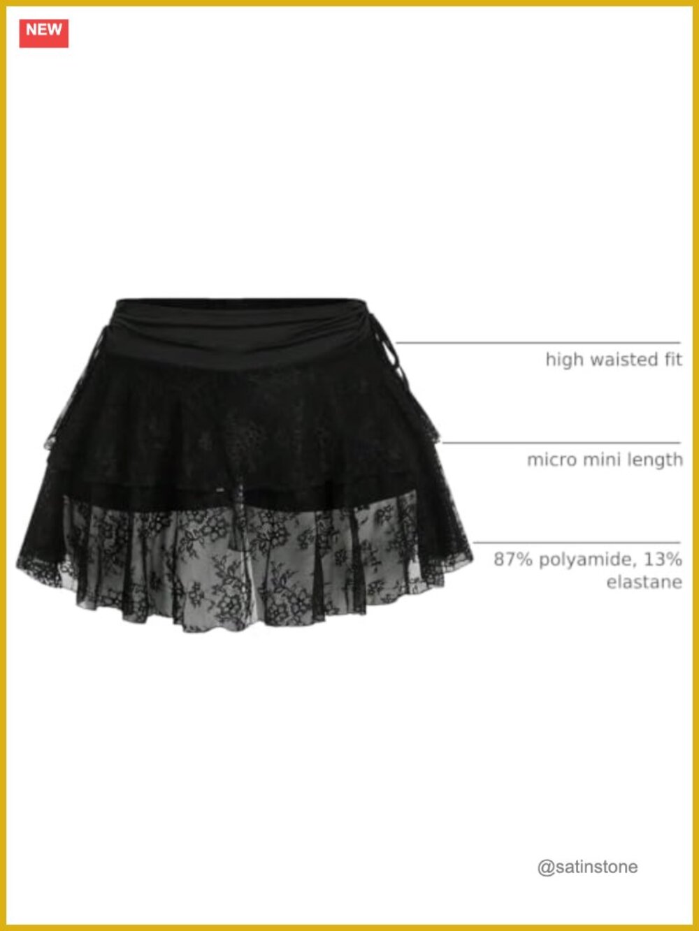 Plus Size Lace Sheer A Line Mini Skirt Ruched Tiered Ruffle Drawstring - Picture 3 of 5